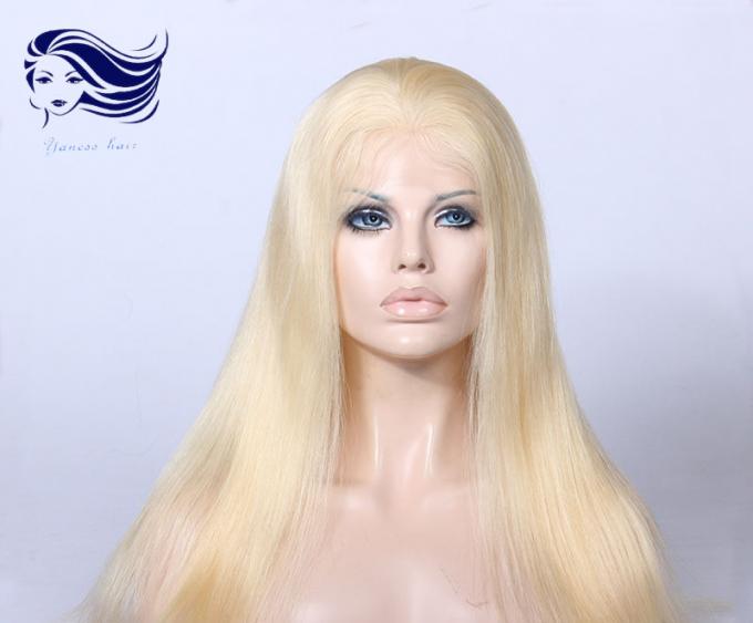 Gerades blondes volles Spitze-Perücken-Menschenhaar, volles Spitze-Perücken-Jungfrau-Haar